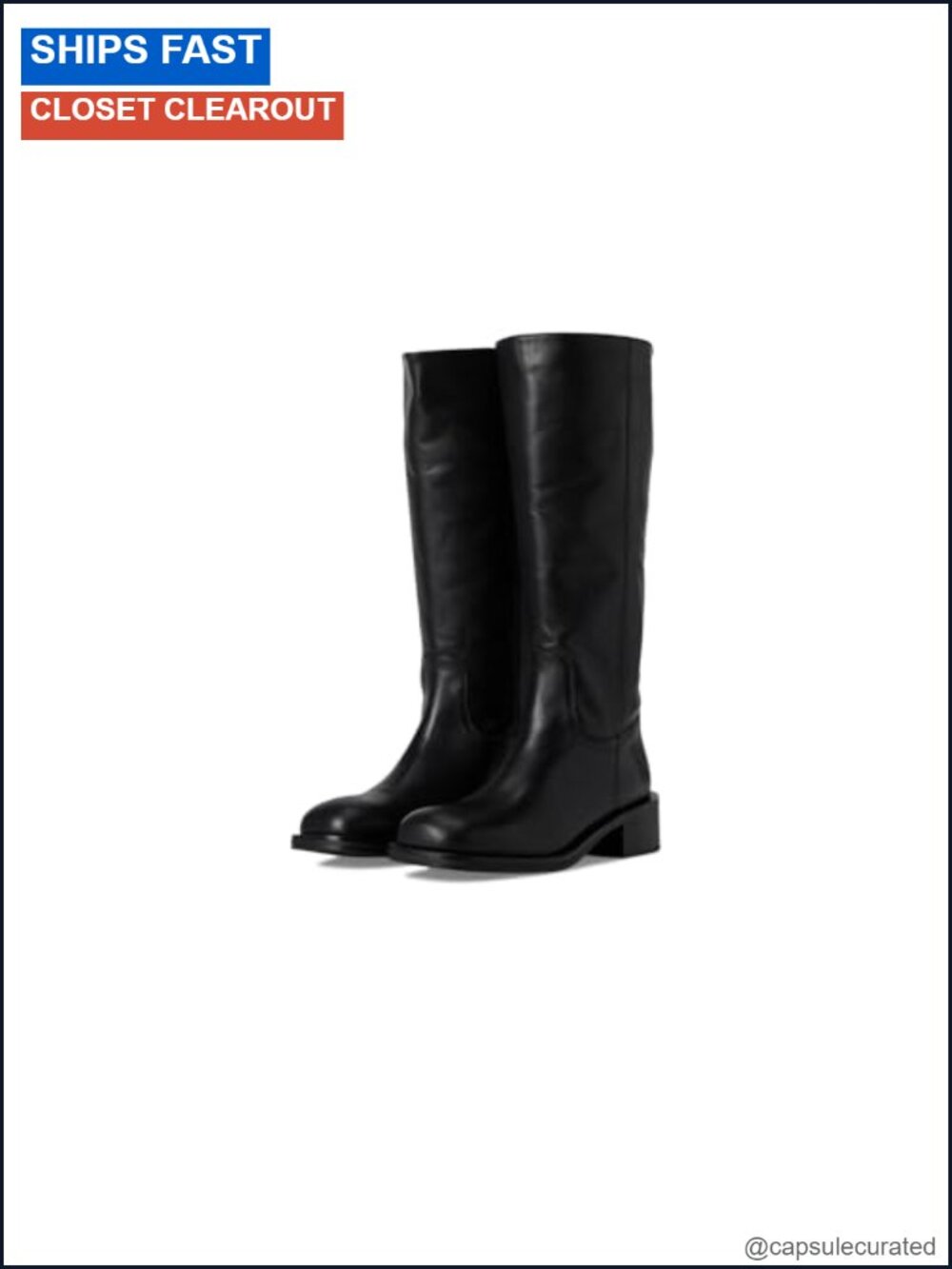 Steve Madden Riggs Knee High Boots Leather Round Toe Slip-On